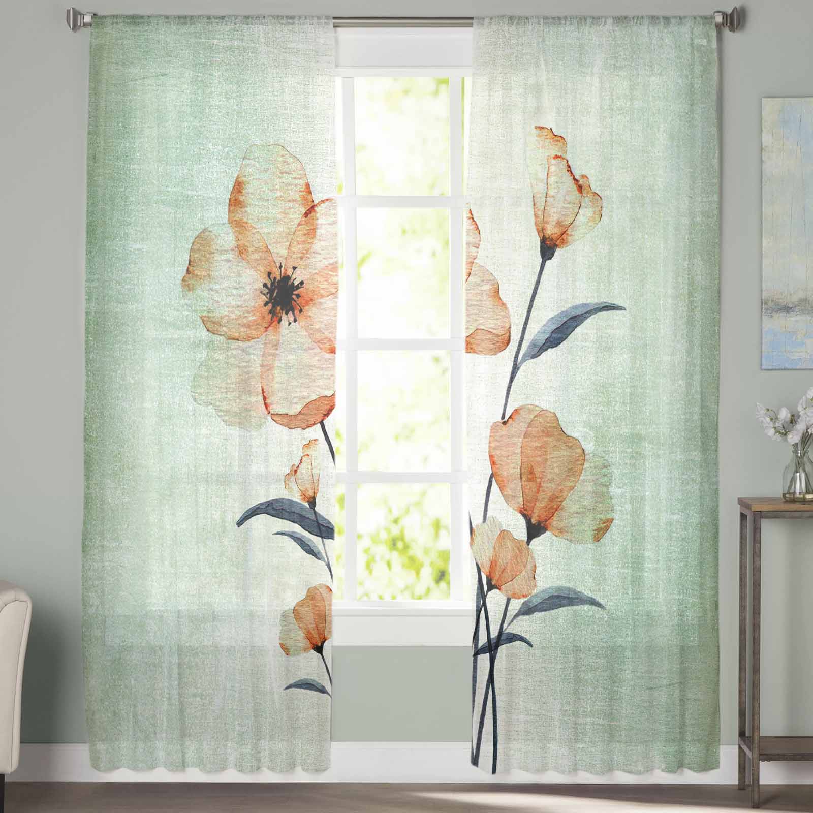 Цветочные постепенные декадентские стильные тюлевые оконные шторы для спальни — фото 3