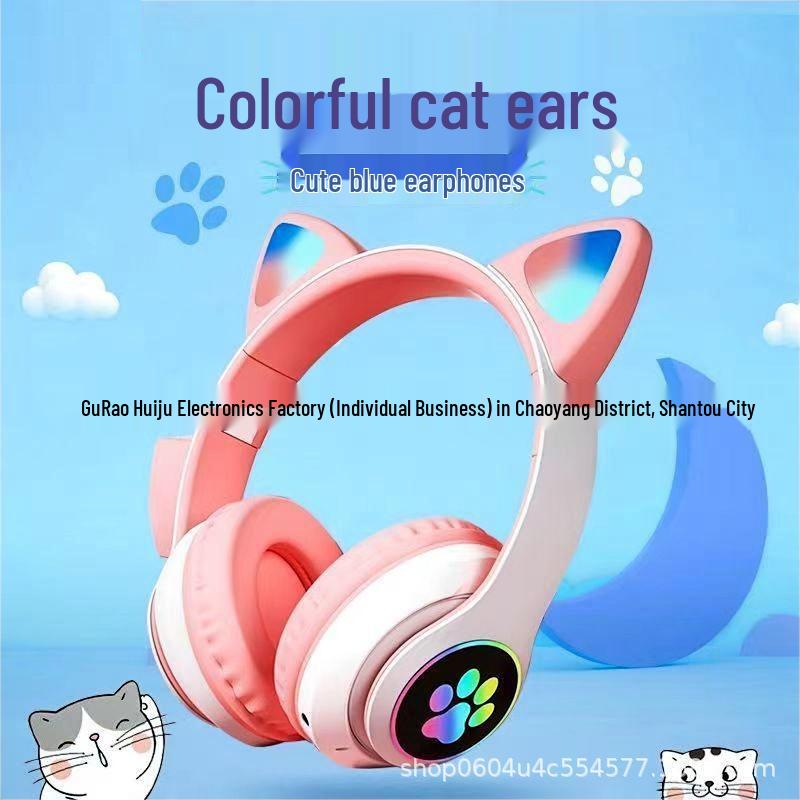 

Luminous Cat Ear Bluetooth Wireless Gaming Headset Head-mounted Bluetooth Headset чорний