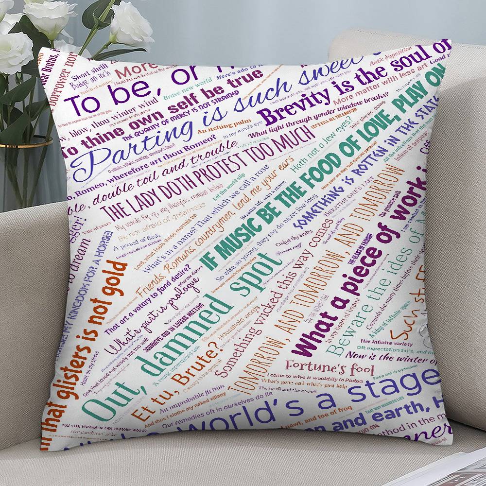 Luxury Shakespeare Design Pillow Case Short Plush Double-sided Print Square Throw Pillow Covers Sofa Home Cushion Decor
