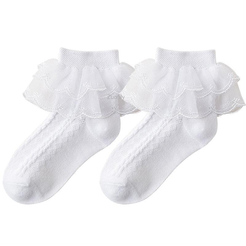2-9Y Baby Spring Lace Ruffle Socks Children Cotton Autumn Girls Dance Socks Cute Toddler Socks Princess Style Baby Accessories
