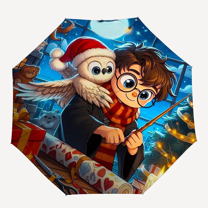1pc Christmas Harry Potter Owl Umbrella with Plastic Handle,Suitable for All Seasons Travel Outdoor Multi-functional UmbrellaDCS083