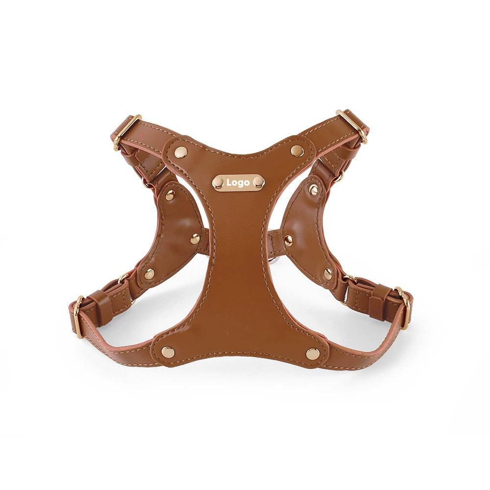 Loudik Soft Leather Dog Chest Strap Pet Leash Set Walking Leash Puppy Strap Small and Medium Dog Out Accessories Wholesale