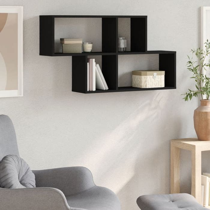 VidaXL Wall Shelf Black 100x20x53 Cm Engineered Wood, Floating Shelf, Wall Display Shelf, Panel 848018