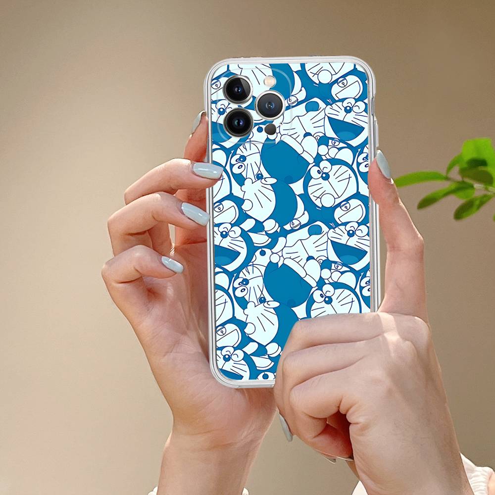 Cute Cartoon D-Doraemons TPU Silicone Case For IPhone 11 12 13 14 15 16 17 Pro Max Shockproof Clear Back Cover