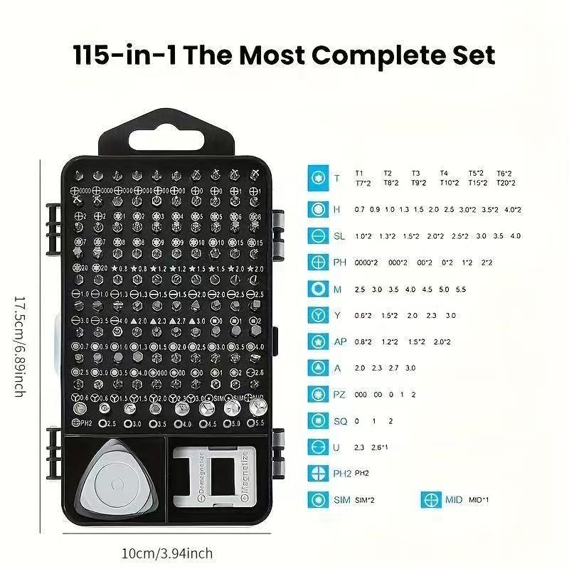 1PACK/115 in 1 Strong Magnetic Screwdriver Tool Set Mobile Phone Repair and Disassembly Tool Household Multifunctional Manual, Screw Batch Set