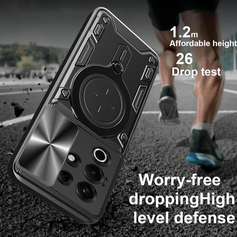 with Ring Stand Holder Full Camera Protector Mobile Phone Case with Magnetic Cover for Itel S25 Ultra 4G S24 S23 A70 A60 A50 4G