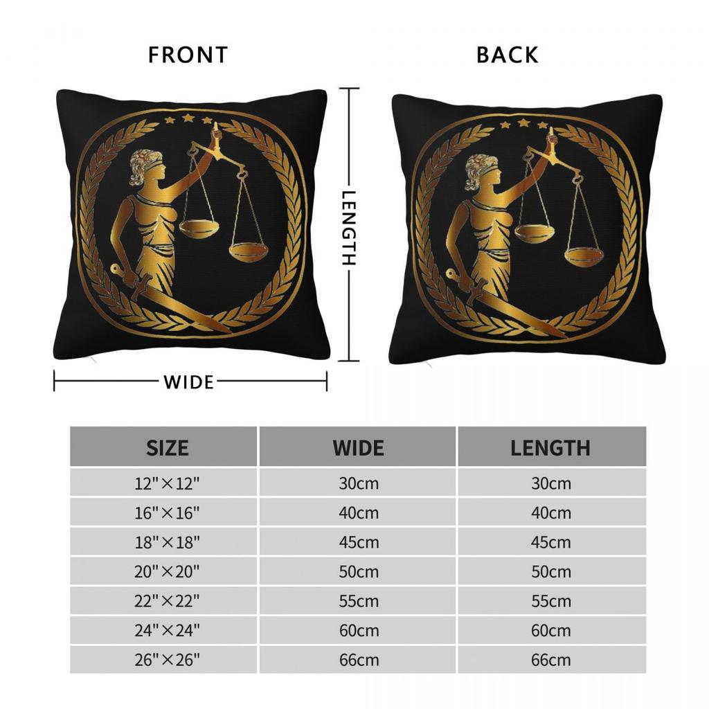 Lady Justice Square Pillowcase Polyester Linen Velvet Creative Zip Decor Pillow Case Home Cushion Cover