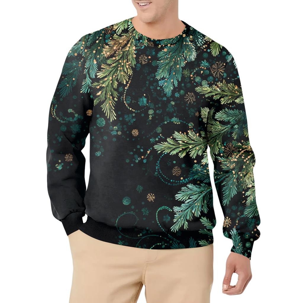 Men's Casual Fashion Printed Round Neck Pullover Sweatshirt