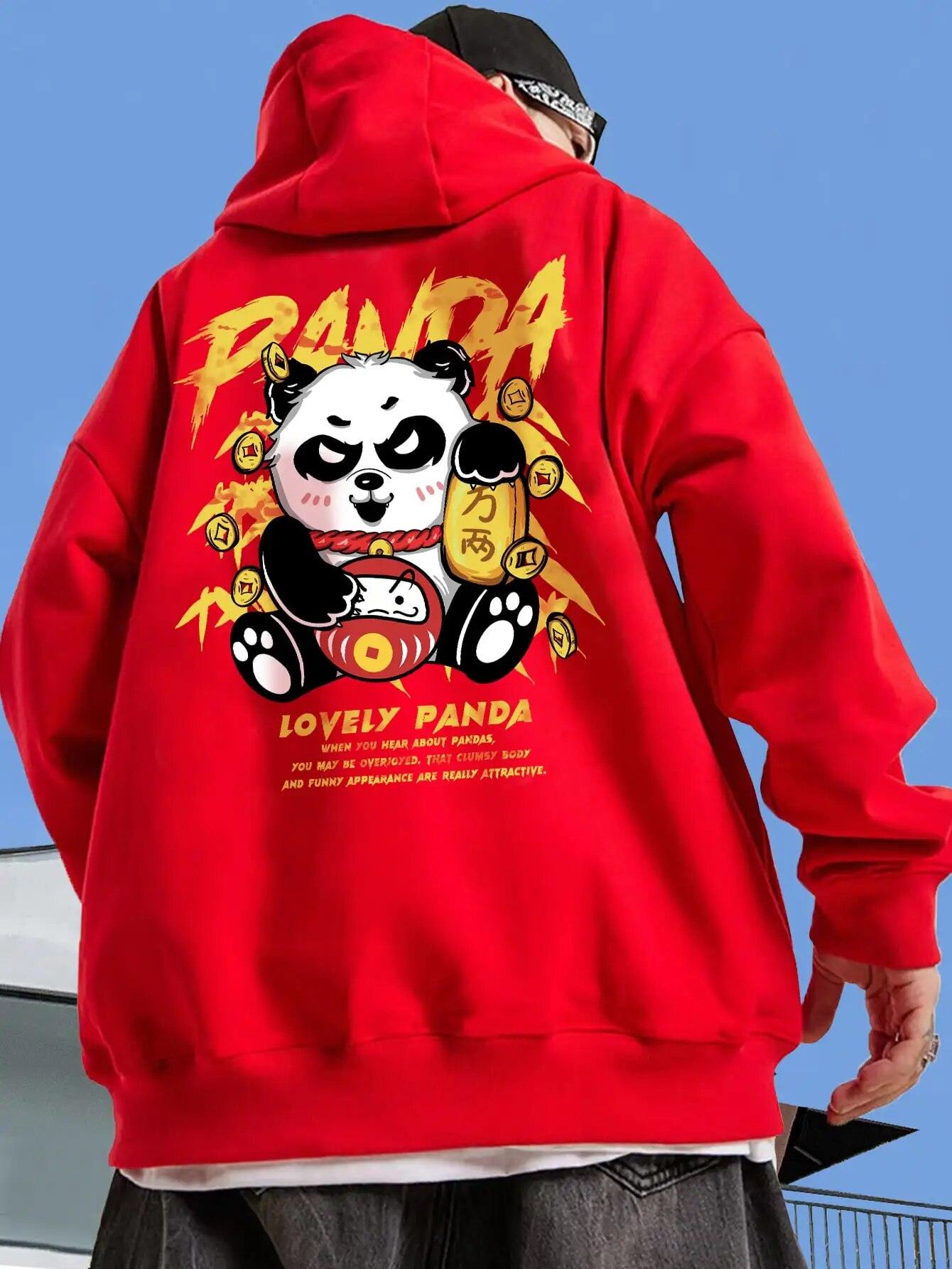 

Толстовка унисекс с забавным принтом панды и героями мультфильмов, карманная индивидуальная уличная одежда в стиле хип-хоп, негабаритная толстовка унисекс, удобная новая одежда 4XL