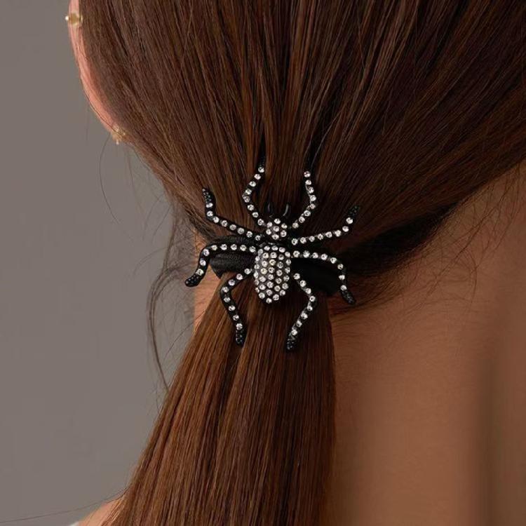 Women Crystal Rhinestones Spiders Hair Tie Halloween Accessory For Costume Parties Daily Hairstyle Decoration