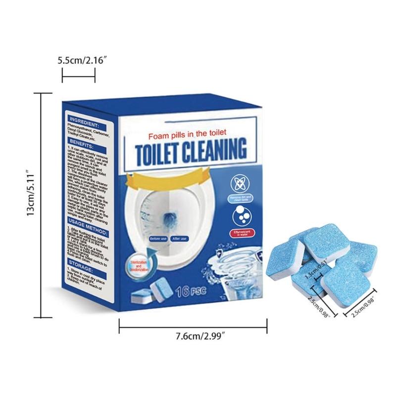 16pcs Toilet Bowl Cleaner Effervescent Tablets for Toilet Cleaning Tool Yellow Dirt Remover Automatic Stain Deodorant