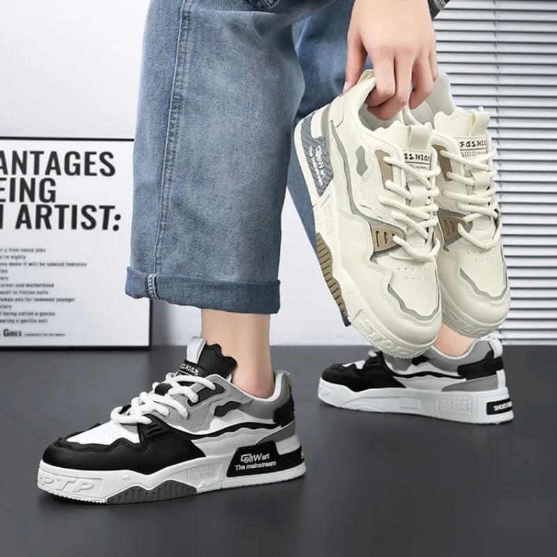 High Quality Brand Men Leather Casual Shoes Designer New Trend Versatile Sneakers Fashion Comfortable Soft-sole Walking Footwear