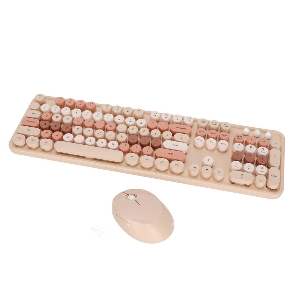Wireless Keyboard Mouse 104 Keys Ergonomic Cute Desktop Game Keyboard Mouse Kit for Girls for Home