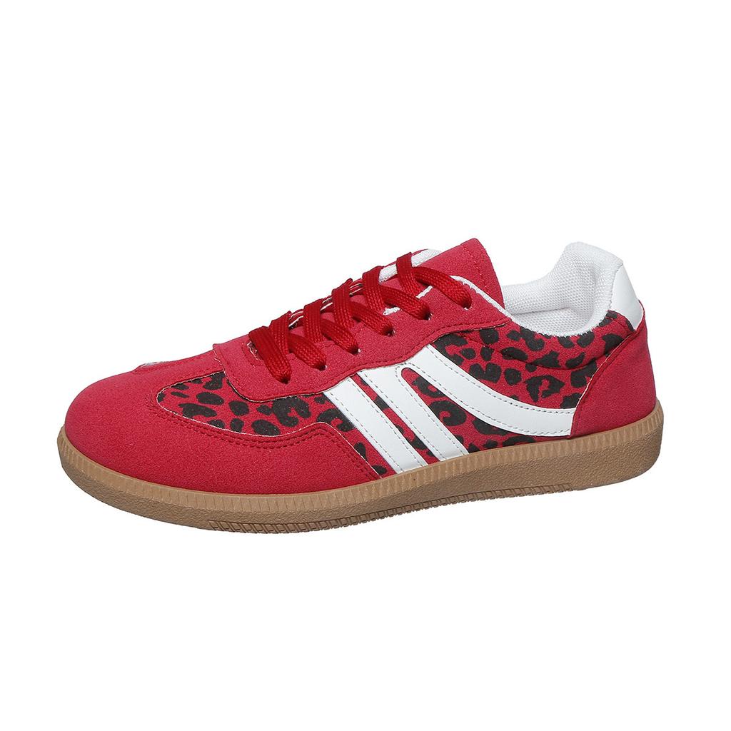 European and American style leopard print red German training shoes 2025 new popular casual Dexun shoes outdoor sports thick sole