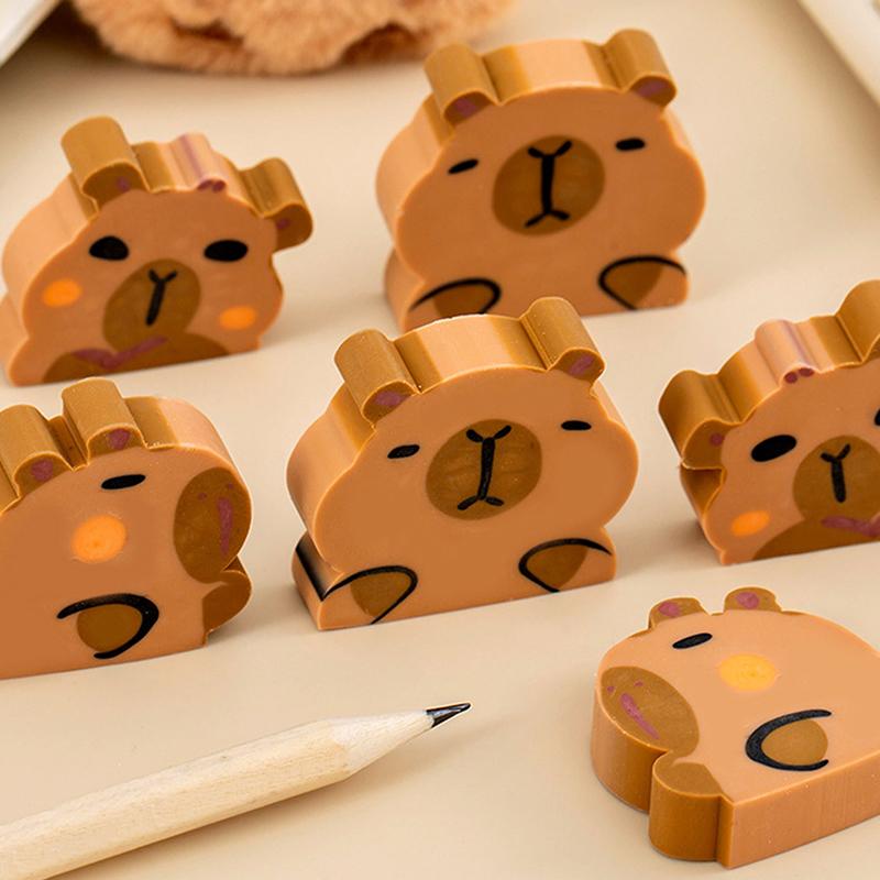 10Pcs Kawaii Capybara Eraser Soft School Supplies Clean Mess Free Stationary Office Student Rubber Eraser For Kids Gift