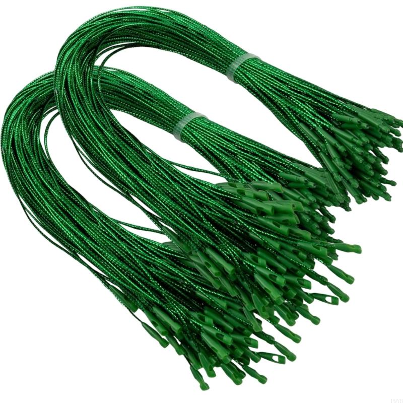 200 Piece Pre Cut Cord with Clip Locking Decoration Fasteners Rope Ornament Hook String for Christmas Tree Ornamentation P9YB