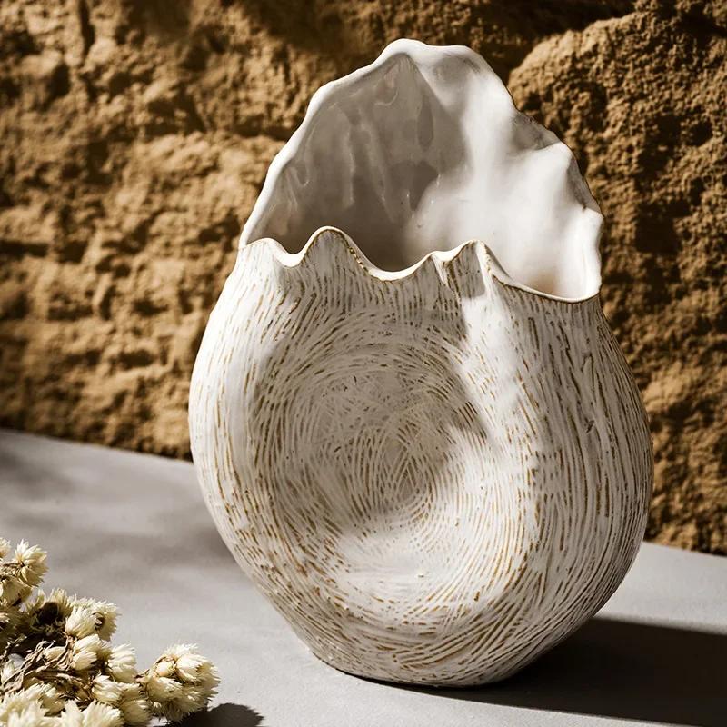 Böhmischen stil keramik vase retro land hause dekoration unregelmäßigen runde getrocknete blumen Puwei gras wohnzimmer dekoration