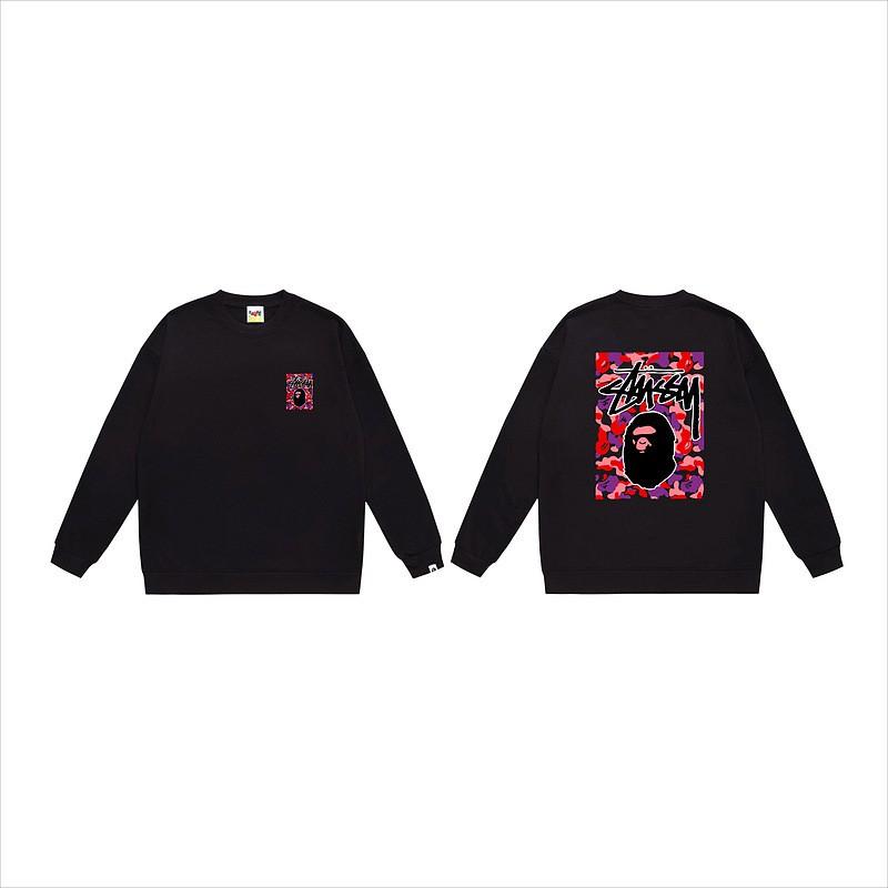 Unisex lässiger übergroßer Rundhals-Pullover mit Schriftzug-Print leichter Baumwoll-Hoodie
