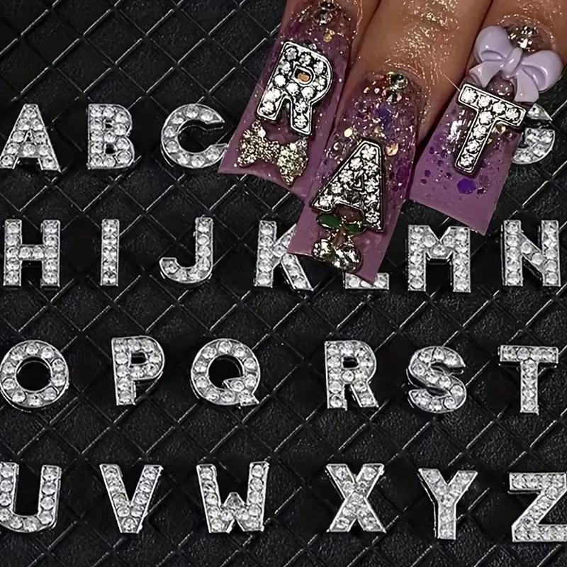 26Pcs Alphabet Pendant Necklace Alphabet Patch Diy Decorations Zinc Alloy Letters Bracelet Glitter Wristlet