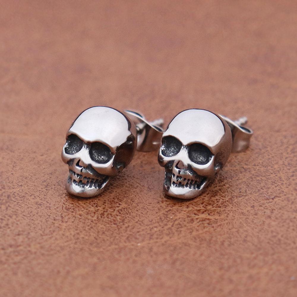 Punk Rock Skull Stud Earring for Men Women Stainless Steel Fashion Simple Piercing Earring Classic Personality Jewelry Wholesale