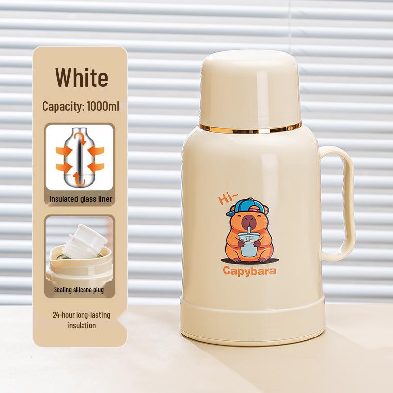 Capybara Large Capacity Insulated Thermos Bottle - Portable, Anti-Scald, Ideal for Students and Dorms