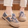 Johnature Ethnic Style Embroidered Cloth Shoes Handmade Cotton Linen Soft Sole Breathable Women's Flat Shoes