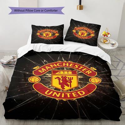 Man Utd Bedding Quilt Set Quilt Cover Pillowcase Home Decoration Birthday Gift (1 * Duvet Cover + 2 * Pillowcase, Without Core)