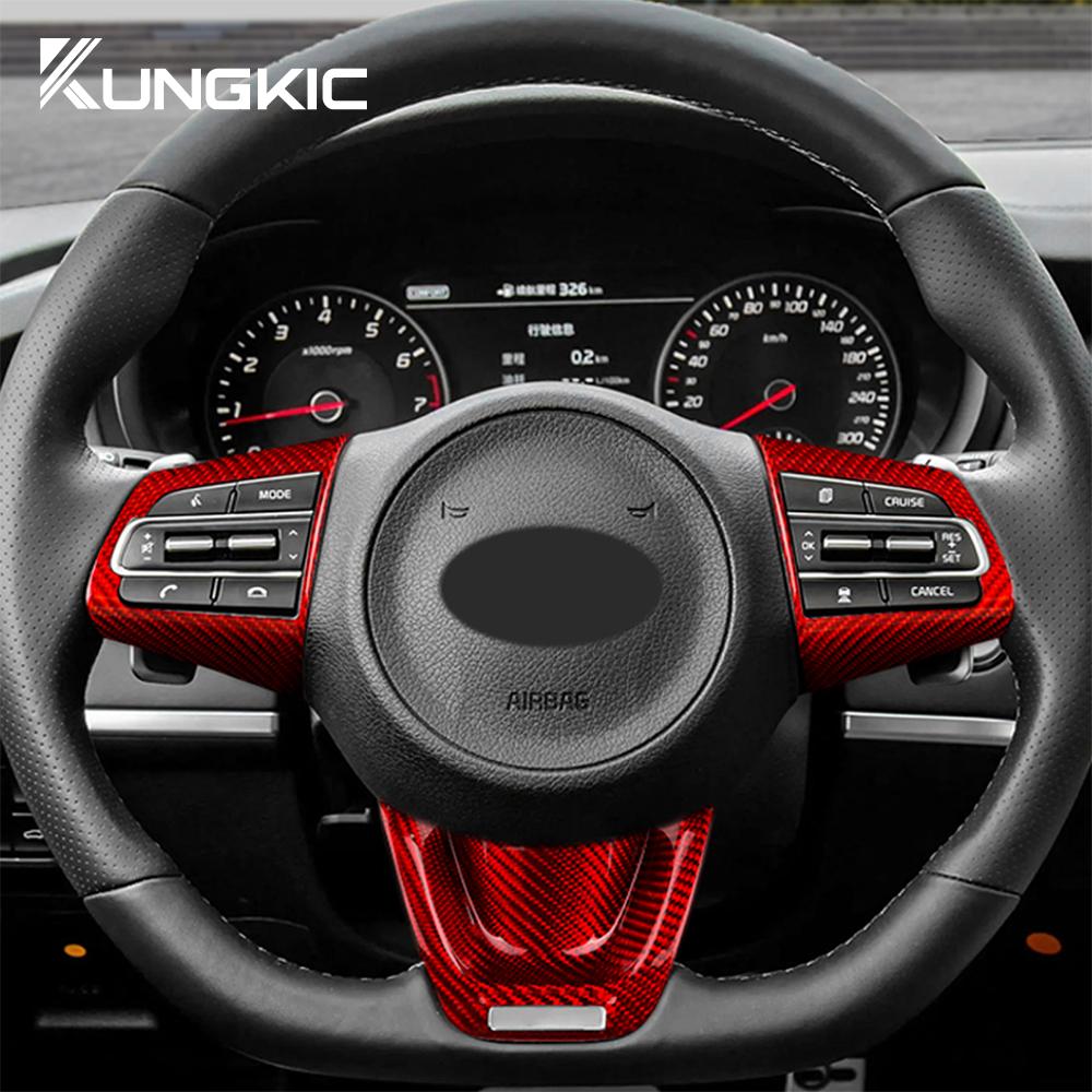 Real Hard Carbon Fiber Cover For Kia Stinger 2018 2019 2020 2025 2025 2025 Car Steering Wheel Panel Interior Trim Accessories