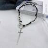 Punk Hip-hop Sliver Color Redemption Thorn Holy Sword Pendant Black Rope Chain Necklace for Women Hot Girl Personality Jewelry