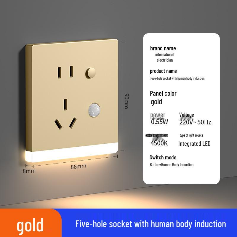 LED Night Light with Motion Sensor, Recessed Floor Lamp & Socket for Staircase, Corridor, Bedside