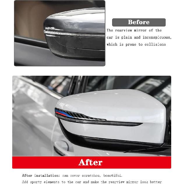 2PCS Universal Rearview Mirror Protector Sticker Anti Collision Strips Carbon Fiber Decal Trim fits for BMW X1 X2 X3 X4 X5 X6 1 2 3 4 5 6 7 Series