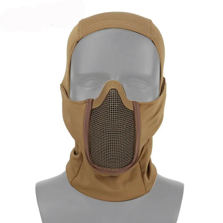 Taktik Tam Yüz Maskesi Balaclava Kap Motosiklet Ordu Airsoft Paintball Başlık Metal Örgü Avcılık Koruyucu Maske