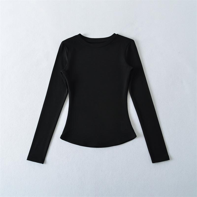 Spicy Girl Versatile Long-Sleeve Women's T-Shirt - Spring/Autumn, Comfortable Base Layer, Round Neck, Slim Fit
