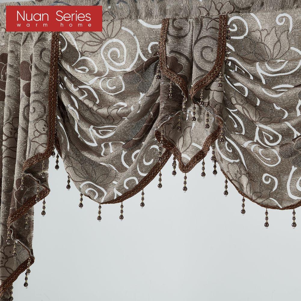 1 Stück Nuan Serie Europäischer Stil Leichter Luxus Retro Jacquard Volant Perlenborte Vorhangkopf für Schlafzimmer Wohnzimmer Fensterdekoration Heimdekor