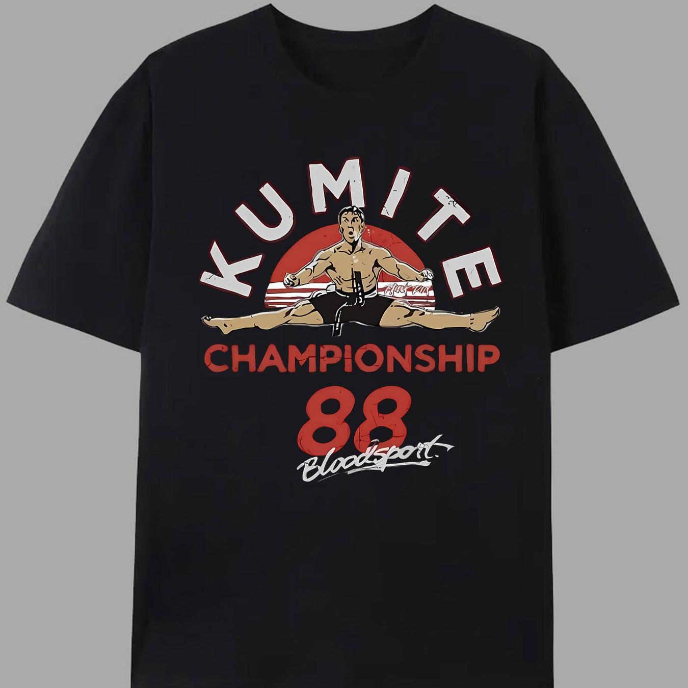 Kumite 88 Blood Sport TShirt 100 Cotton ONeck Short Sleeve Summer Casual Mens Tshirt Streetwear - Men s Summer Cotton Graphic... S