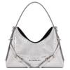 Voyou Abnehmbarer Schultergurt Metallschnalle Laminiertes Leder Schulter Crossbody Tragetasche Nano Damen Handtaschen Hell-Silber BB60NHB26C-934