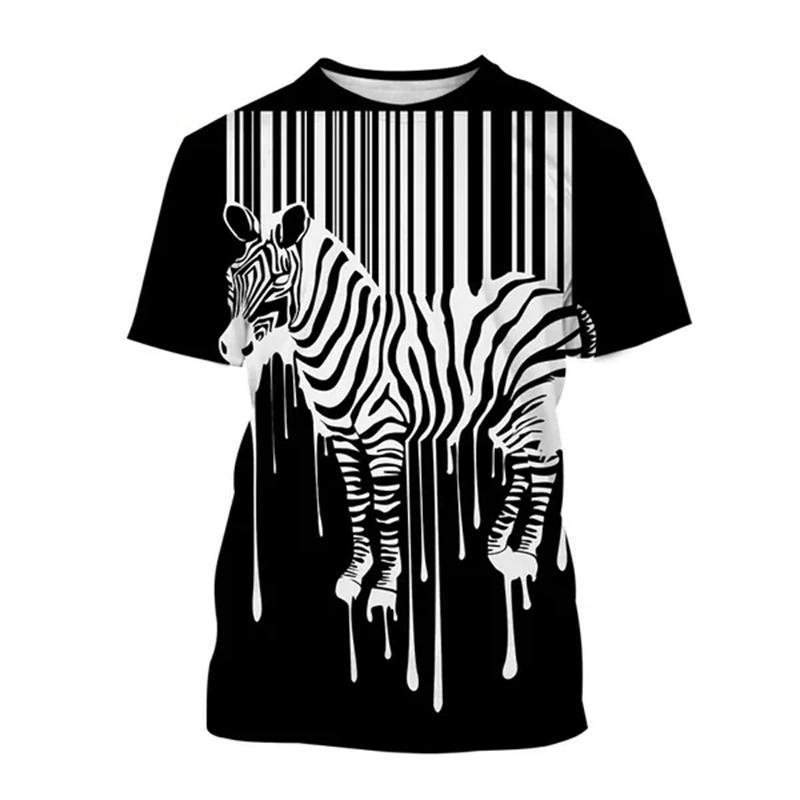 Zebra Animal 3D Printing Breathable Short Sleeve T Shirt Men's Prairie Horse Hip-Hop Style Streetwear Top Streak Zebra T-shirts