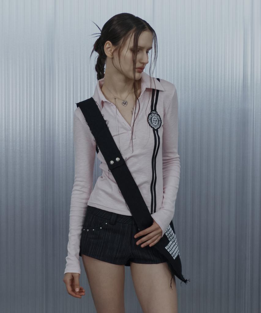 SETUP-EXE Waffen Line Collar Tee / Baby Pink