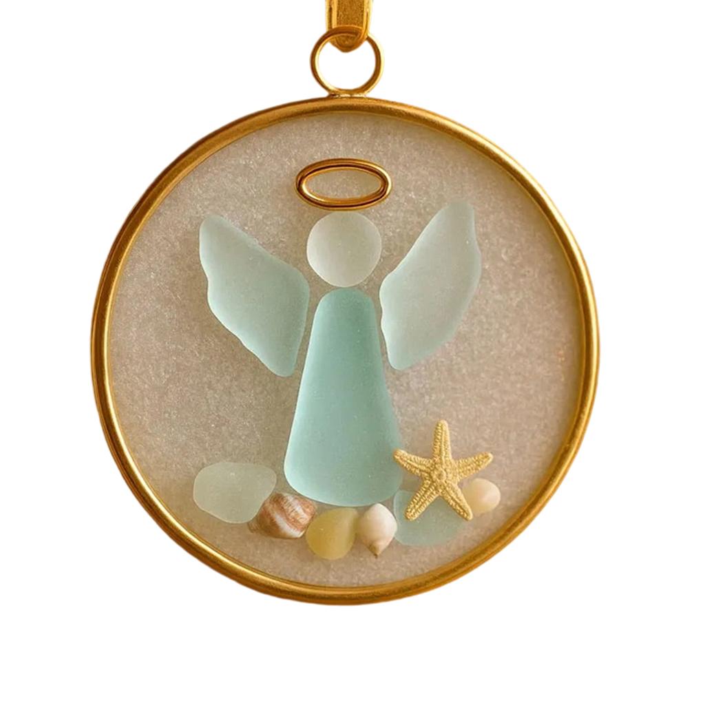 Christmas Tree Hanging Decoration Festival Sea Glass Pendant Religious Gift for Christians and Families