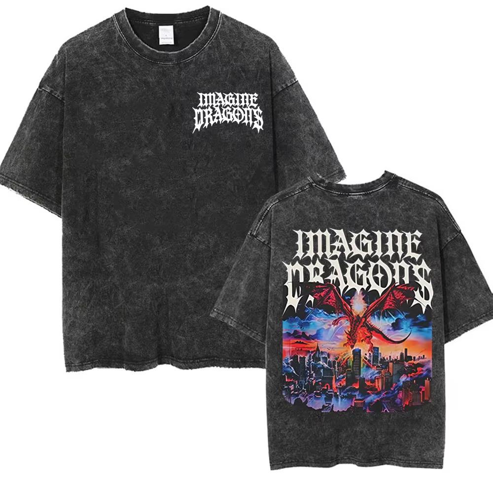 Imagine Dragons Band Tour Loom Nuovo Album Magliette Uomo Donna Moda Stile Hip Hop Retrò Lavata Maglietta Manica Corta Larga