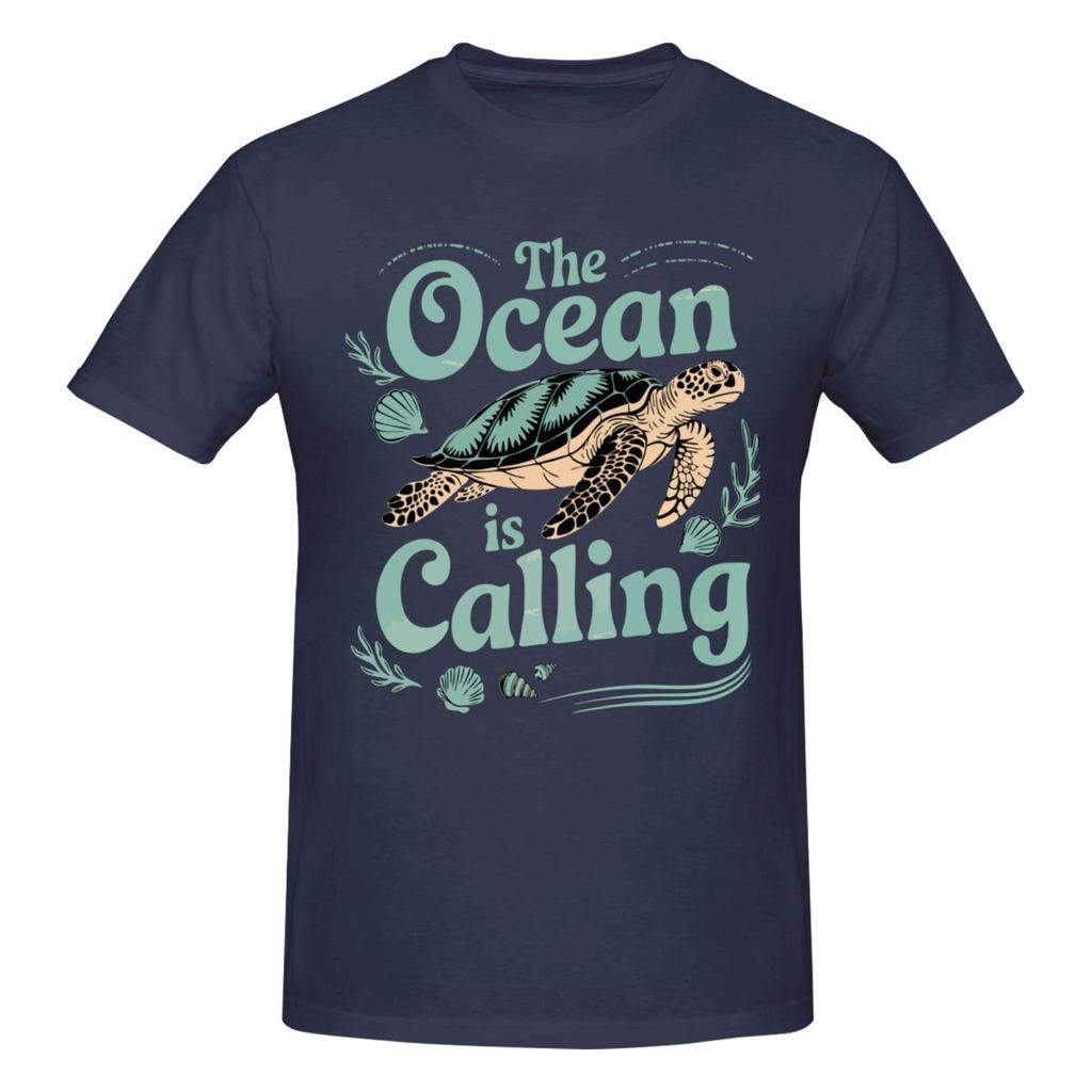 Unisex The Ocean Is Calling Turtle Lover Sea Thermal Fun T Shirt Streetwear Plus Size Cotton Custom Sleeve Shirts