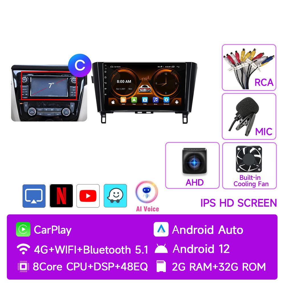 JIUYIN 2 Din Android 12 Car Radio for Nissan Qashqai 2 J11 X-Trail T32 Rogue 2013-2021 Multimedia Player 2Din Carplay Head Unit