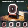 20000mAh USB Wiederaufladbarer Campingventilator 4 Geschwindigkeiten 360° Hängehakenventilator mit LED-Lichtern Fernbedienung für Notlichter im Freien