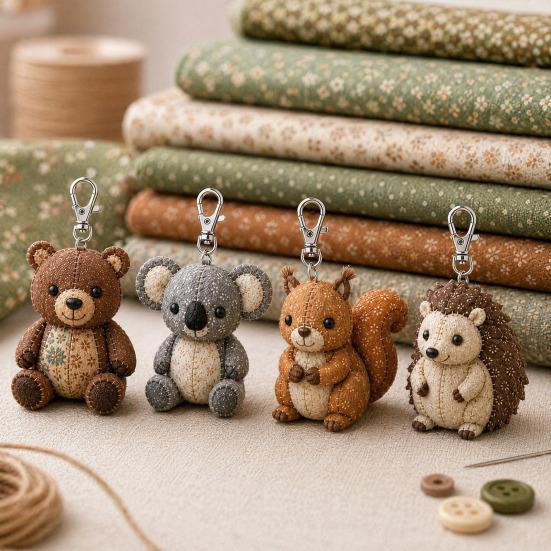 DIY Patchwork Animal Keychain Kit, Handmade Bird Pet Farm Forest Animal Key Ring, Handcrafted Keychain Art Crafts for Kids Adults