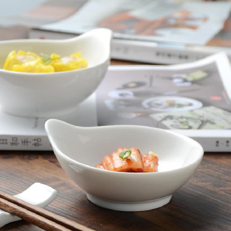 Pure White Ceramic Dish Hotel Snack Tableware Bowl Baking Bowl Dessert Bowl Caviar Dish Small Sauce Bowl Kitchen Tableware