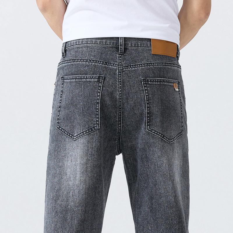 New Jeans Men's Spring and Summer Cotton Elastic Loose Straight Cotton Elastic Slimming Pants
