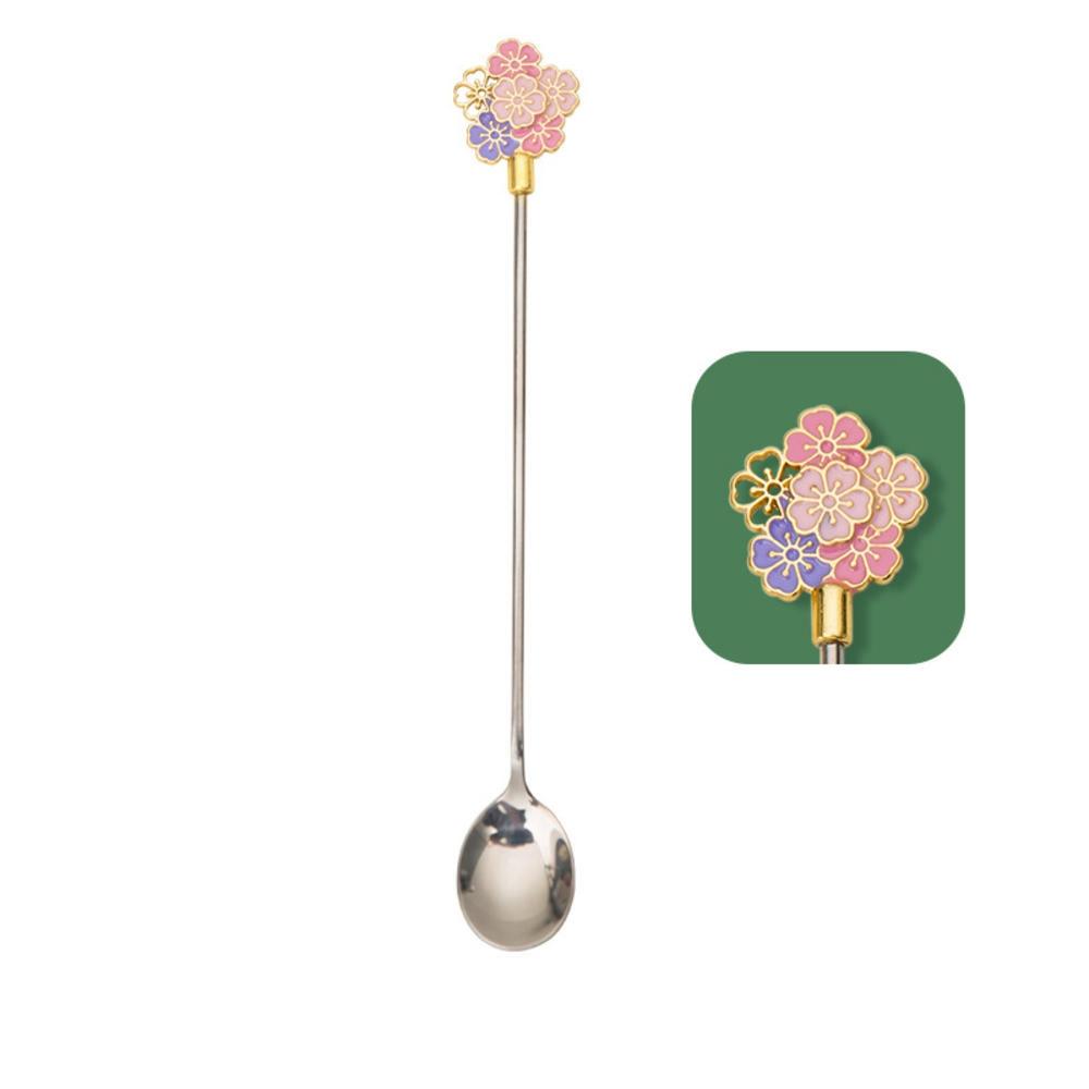 Silver Gold Milkshake Mixing Drink Dessert Teaspoon Tableware Coffee Spoons Fruit Fork A  Spoon silver