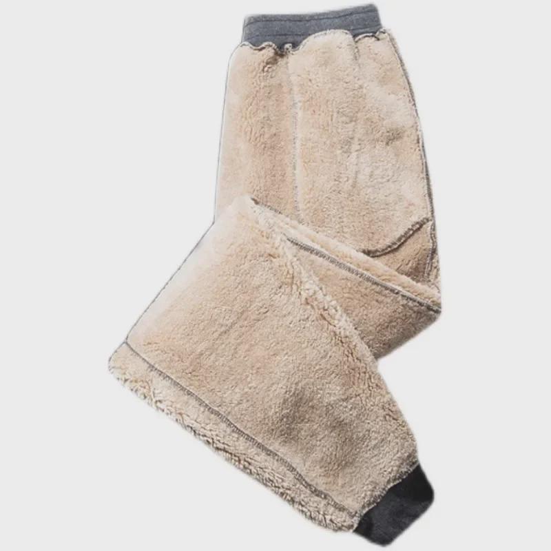 Men's Plush Lamb Fleece Winter Pants - Thick, Warm, and Cold-Resistant