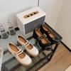 Fashion New Women Pumps Round Toe Shallow Slip on Loafers Ladies Patent Leather Thick Heel Casual Office Mary Jane Shoes