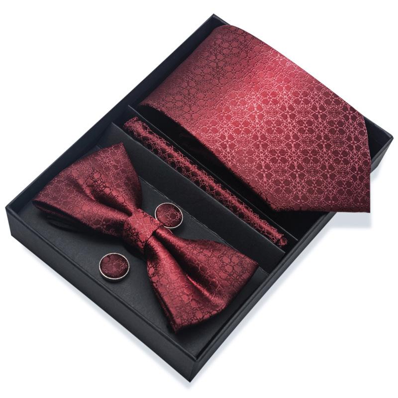 Set de 6 piezas, Corbata de Vestir de Negocios 8 cm Corbata para Hombre Set de Pajarita Caja de Regalo.